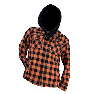 850 KOSZULA OCIEPLANA Z KAPTUREM BLACK/ORANGE