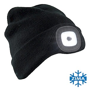 7091 BLACK Z LATARKĄ CZAPKA OCIEPLANA