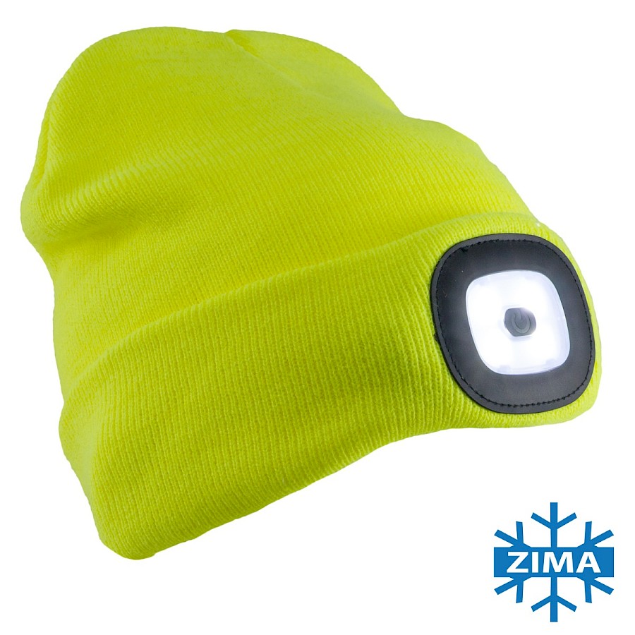 7091 YELLOW Z LATARKĄ CZAPKA OCIEPLANA