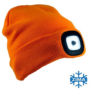 7091 ORANGE Z LATARKĄ CZAPKA OCIEPLANA